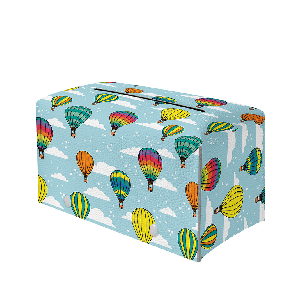 Colorful Air Balloon Pattern Print Leather Tissue Box Cover