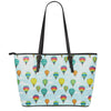 Colorful Air Balloon Pattern Print Leather Tote Bag