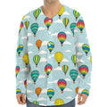 Colorful Air Balloon Pattern Print Long Sleeve Baseball Jersey