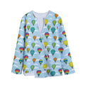 Colorful Air Balloon Pattern Print Long Sleeve Short Coat