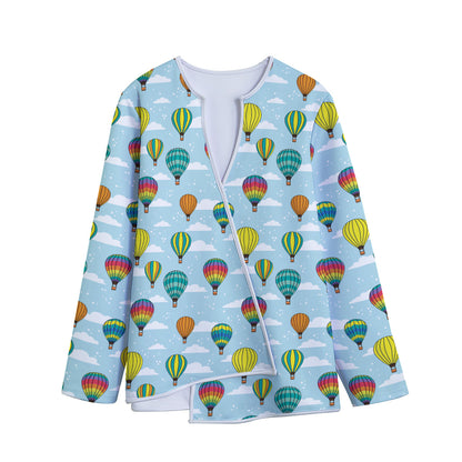 Colorful Air Balloon Pattern Print Long Sleeve Short Coat