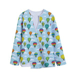 Colorful Air Balloon Pattern Print Long Sleeve Short Coat