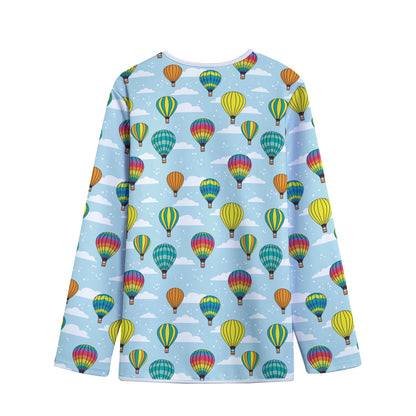 Colorful Air Balloon Pattern Print Long Sleeve Short Coat