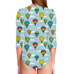 Colorful Air Balloon Pattern Print Long Sleeve Swimsuit