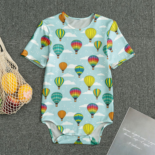 Colorful Air Balloon Pattern Print Men's Bodysuit