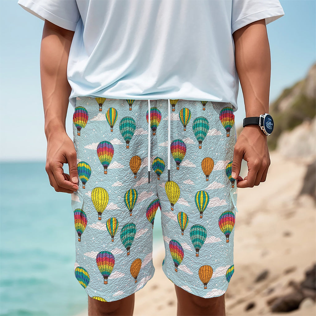 Colorful Air Balloon Pattern Print Men's Cargo Shorts