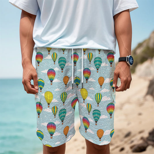 Colorful Air Balloon Pattern Print Men's Cargo Shorts