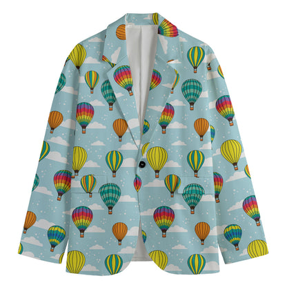 Colorful Air Balloon Pattern Print Men's Cotton Blazer