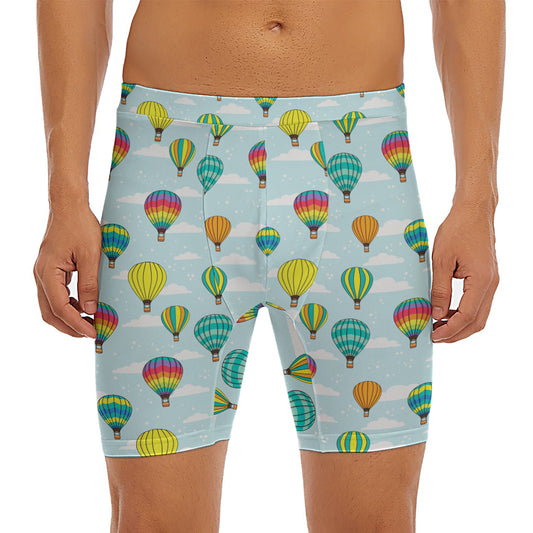 Colorful Air Balloon Pattern Print Men's Long Boxer Briefs