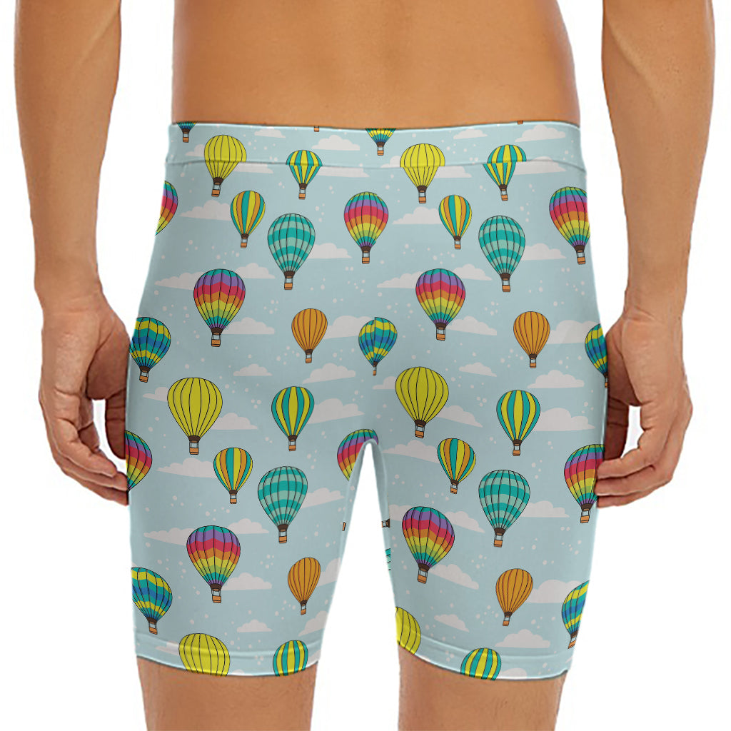 Colorful Air Balloon Pattern Print Men's Long Boxer Briefs