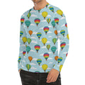 Colorful Air Balloon Pattern Print Men's Long Sleeve Rash Guard