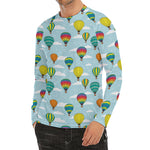 Colorful Air Balloon Pattern Print Men's Long Sleeve Rash Guard