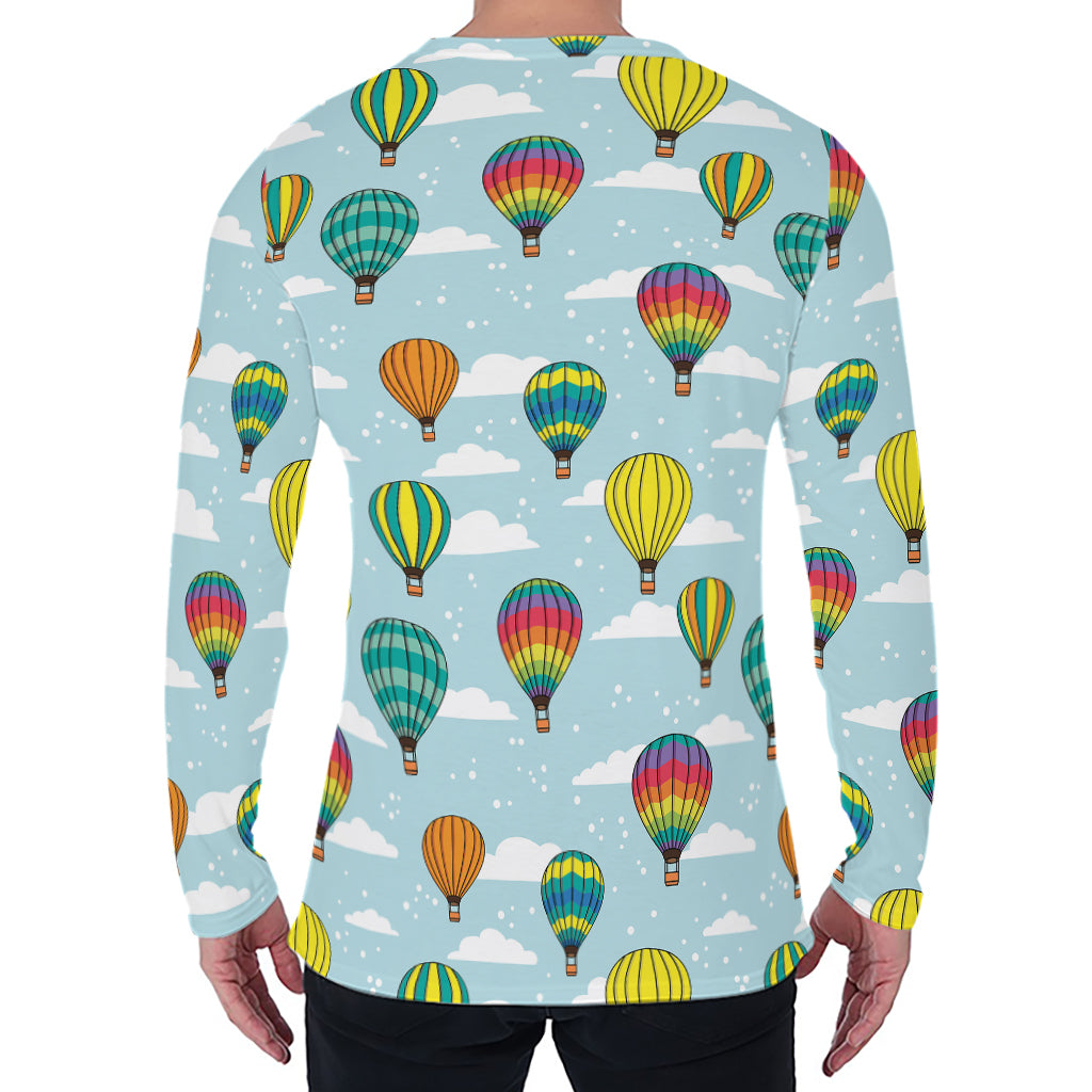 Colorful Air Balloon Pattern Print Men's Long Sleeve T-Shirt