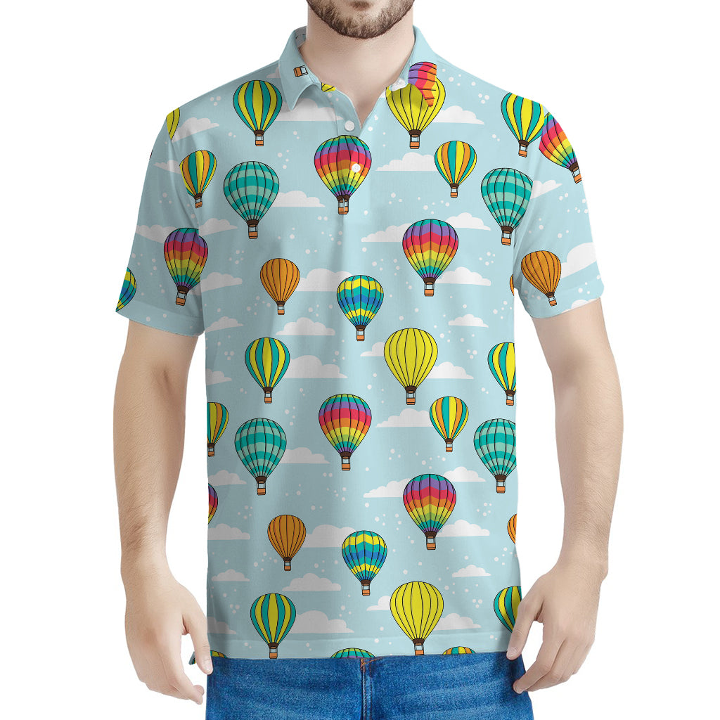Colorful Air Balloon Pattern Print Men's Polo Shirt