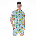 Colorful Air Balloon Pattern Print Men's Rompers