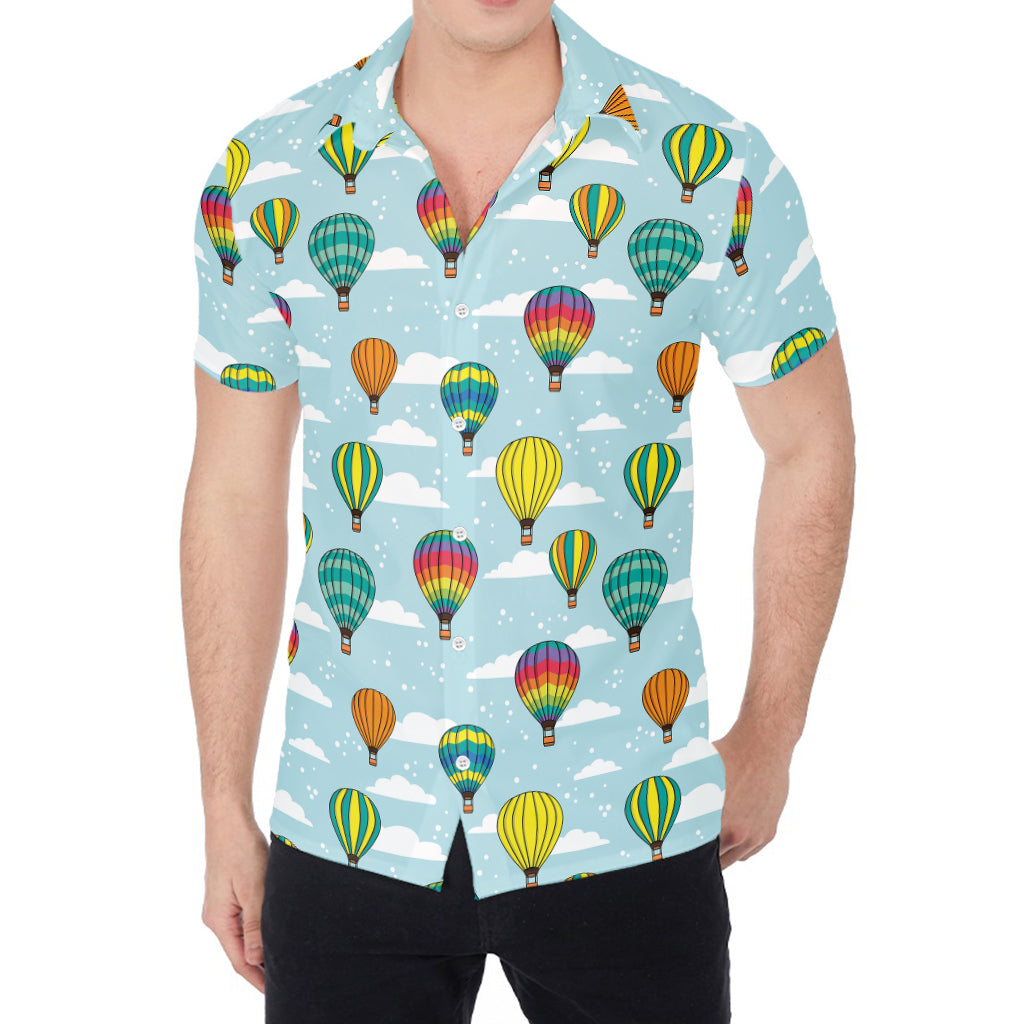 Colorful Air Balloon Pattern Print Men's Shirt