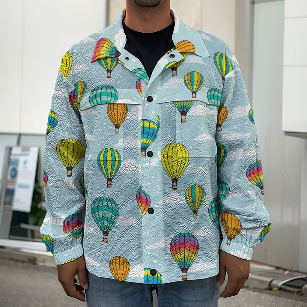 Colorful Air Balloon Pattern Print Men's Shirt Jacket