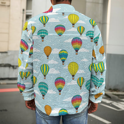 Colorful Air Balloon Pattern Print Men's Shirt Jacket