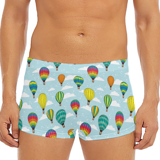 Colorful Air Balloon Pattern Print Men's Short Boxer Briefs