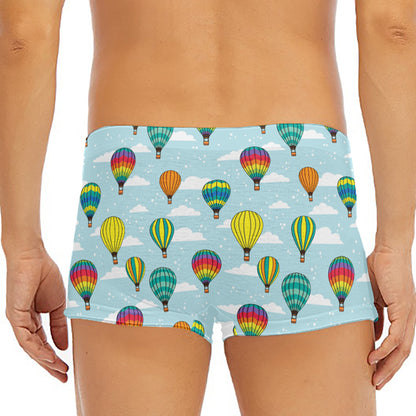 Colorful Air Balloon Pattern Print Men's Short Boxer Briefs