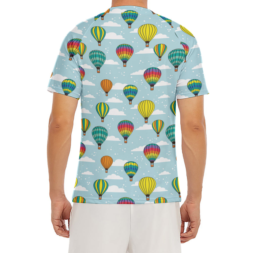 Colorful Air Balloon Pattern Print Men's Short Sleeve Rash Guard