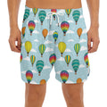 Colorful Air Balloon Pattern Print Men's Split Running Shorts