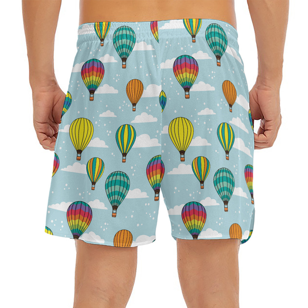 Colorful Air Balloon Pattern Print Men's Split Running Shorts