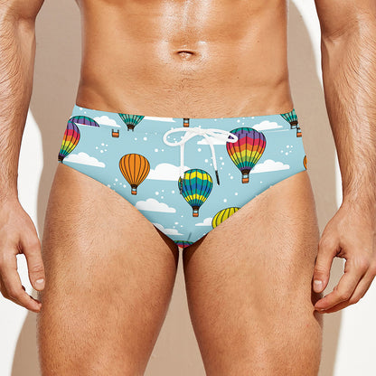 Colorful Air Balloon Pattern Print Men's Swim Briefs
