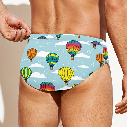 Colorful Air Balloon Pattern Print Men's Swim Briefs