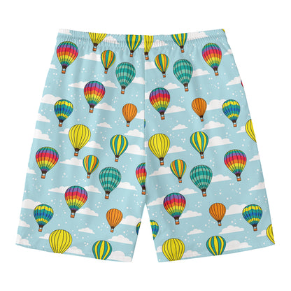 Colorful Air Balloon Pattern Print Men's Swim Trunks