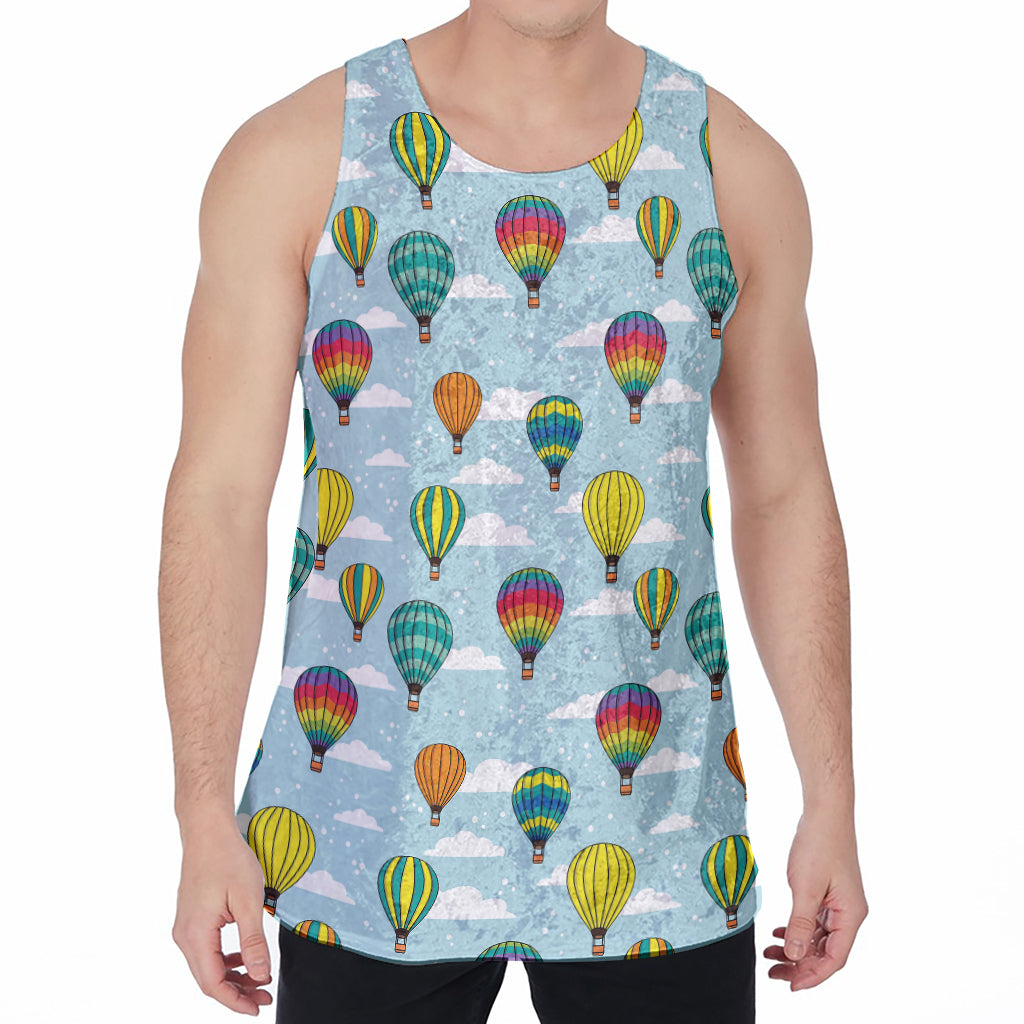 Colorful Air Balloon Pattern Print Men's Velvet Tank Top