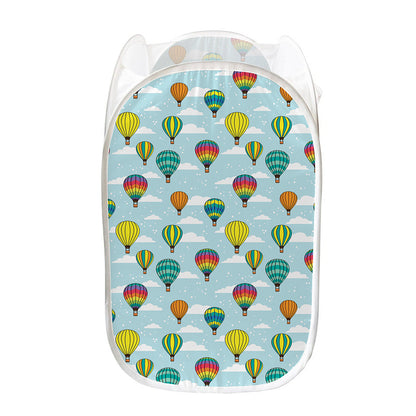 Colorful Air Balloon Pattern Print Mesh Laundry Hamper
