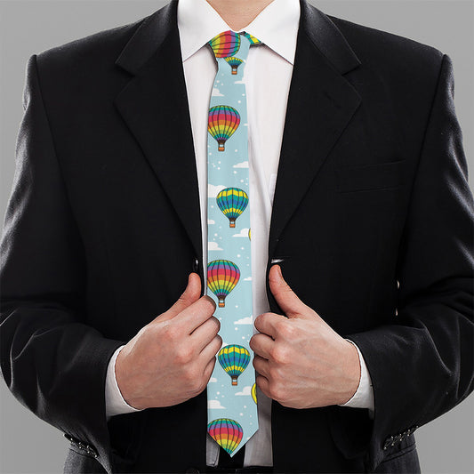 Colorful Air Balloon Pattern Print Necktie