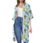 Colorful Air Balloon Pattern Print Open Front Beach Cover Up