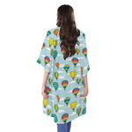 Colorful Air Balloon Pattern Print Open Front Beach Cover Up