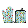 Colorful Air Balloon Pattern Print Oven Mitt And Pot Holder Set
