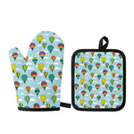 Colorful Air Balloon Pattern Print Oven Mitt And Pot Holder Set