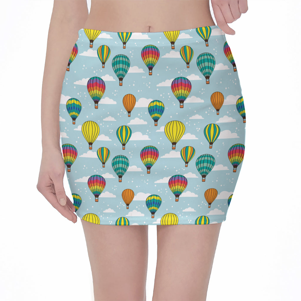 Colorful Air Balloon Pattern Print Pencil Mini Skirt