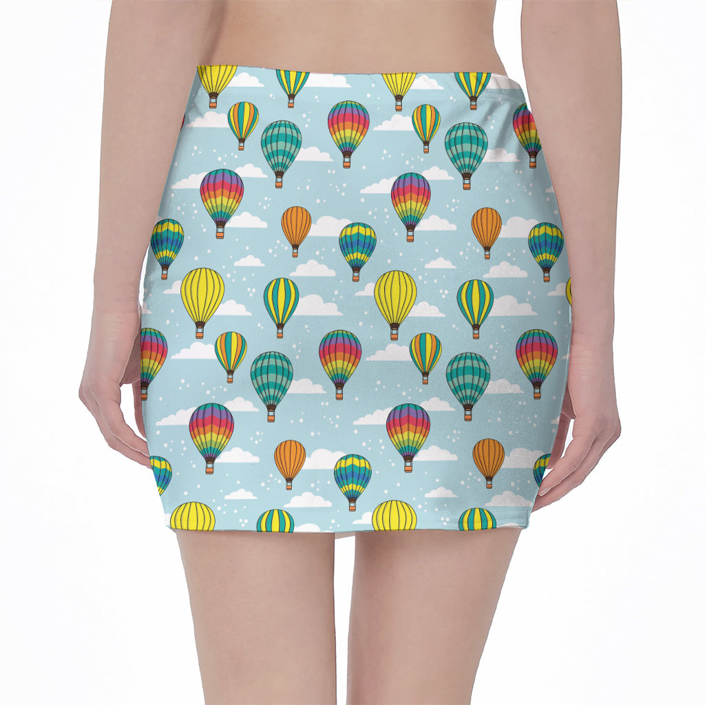 Colorful Air Balloon Pattern Print Pencil Mini Skirt