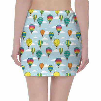 Colorful Air Balloon Pattern Print Pencil Mini Skirt