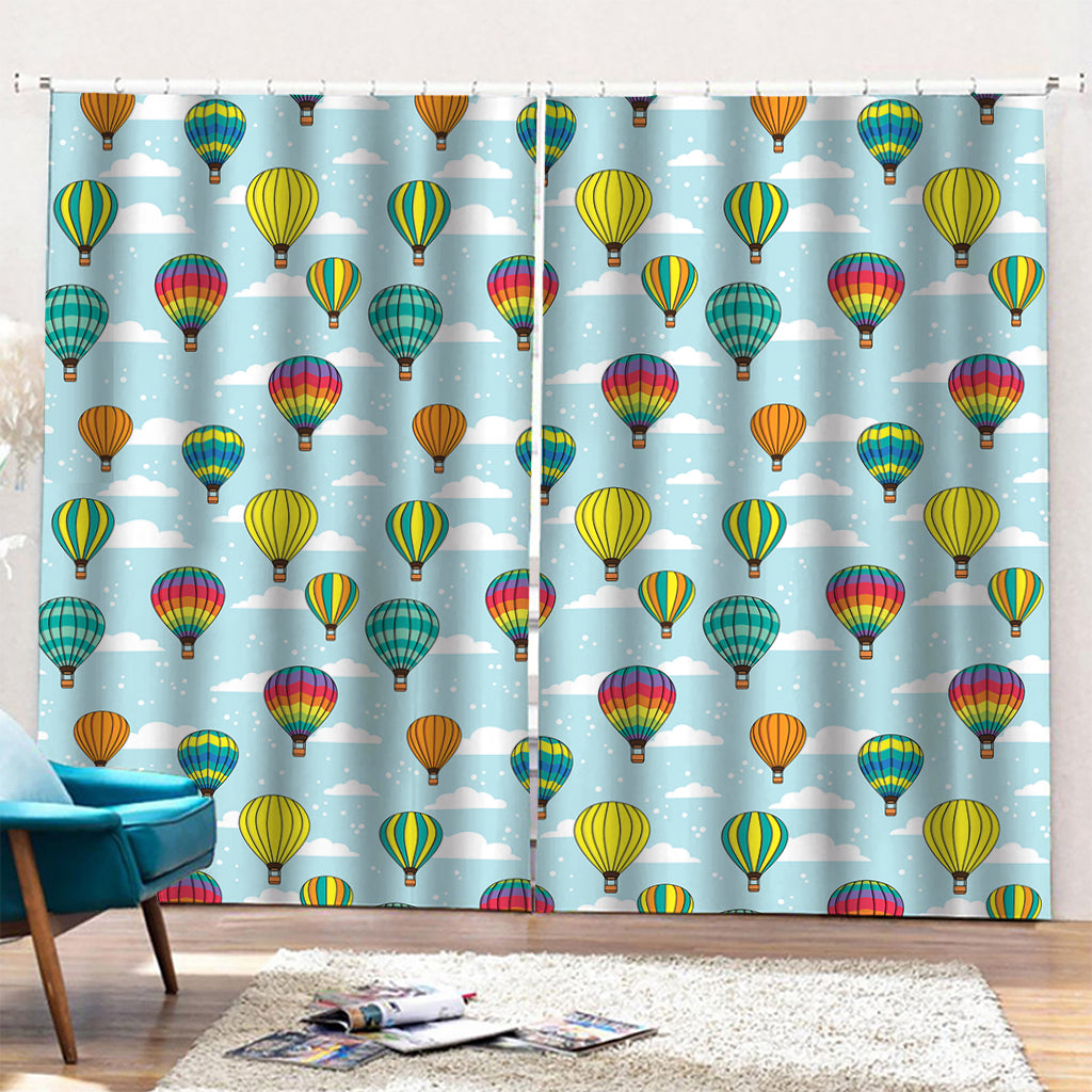 Colorful Air Balloon Pattern Print Pencil Pleat Curtains