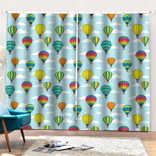Colorful Air Balloon Pattern Print Pencil Pleat Curtains