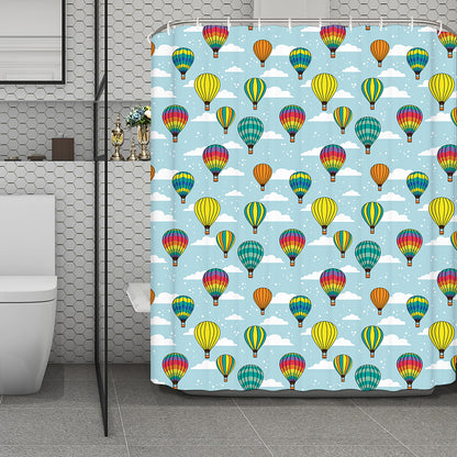 Colorful Air Balloon Pattern Print Polyester Shower Curtain