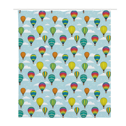 Colorful Air Balloon Pattern Print Polyester Shower Curtain