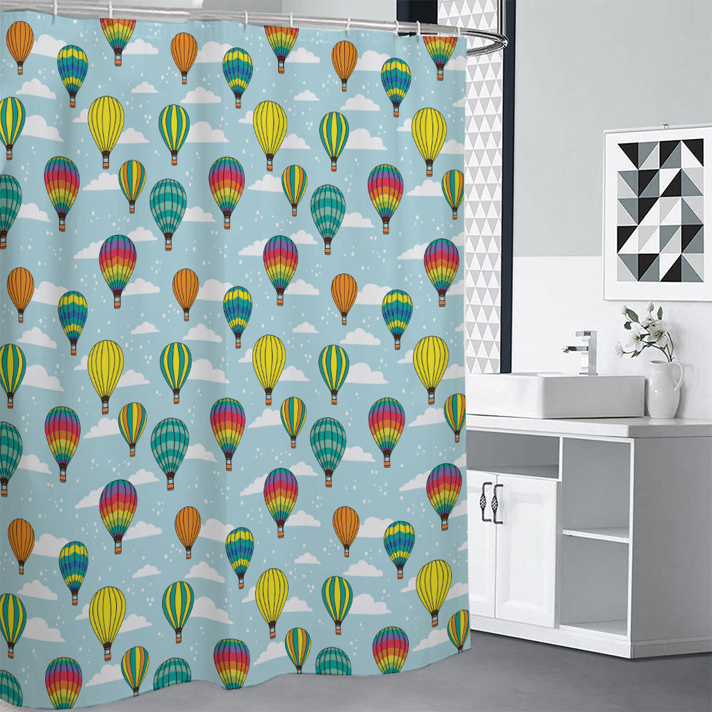 Colorful Air Balloon Pattern Print Premium Shower Curtain