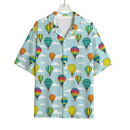 Colorful Air Balloon Pattern Print Rayon Hawaiian Shirt