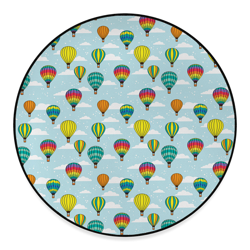 Colorful Air Balloon Pattern Print Round Floor Mat