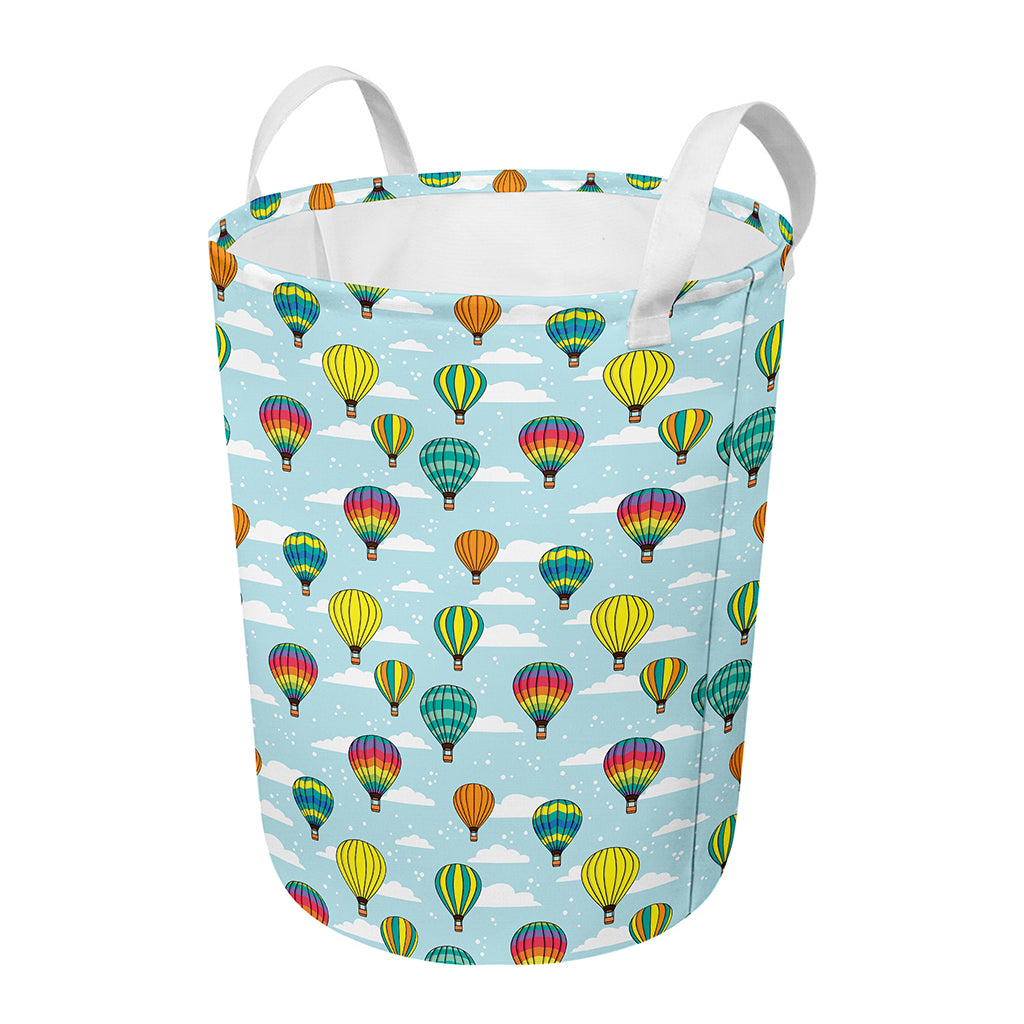 Colorful Air Balloon Pattern Print Round Laundry Basket