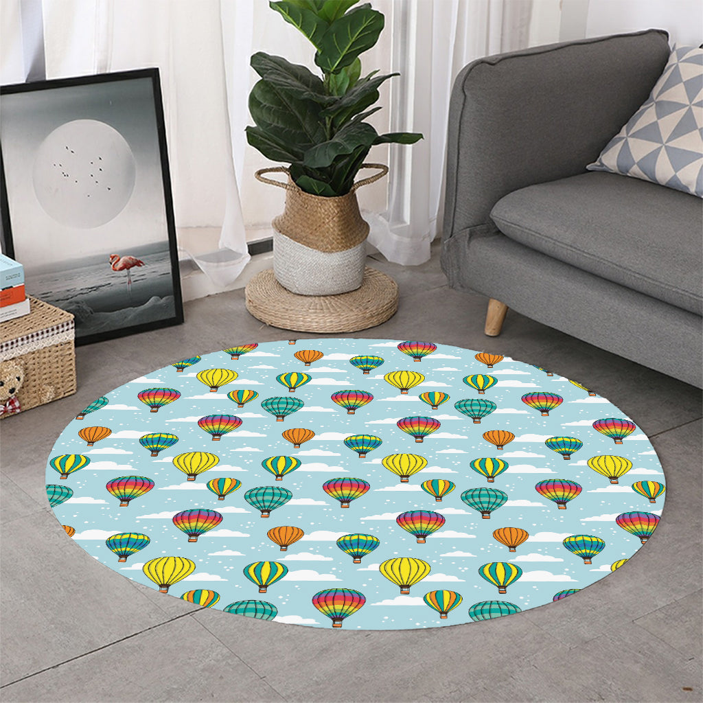 Colorful Air Balloon Pattern Print Round Rug