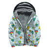 Colorful Air Balloon Pattern Print Sherpa Lined Zip Up Hoodie